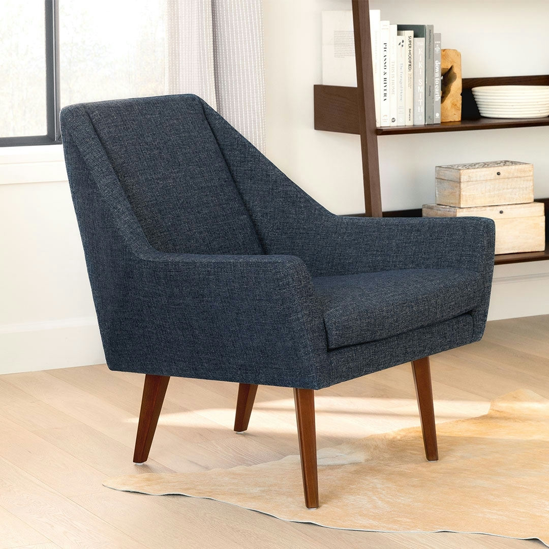 Accent Chair Walnut Tapered Legs Lounge Chair with Angular Back