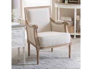 Accent Chair: Weathered Wood Scrolled Arm French Seating
