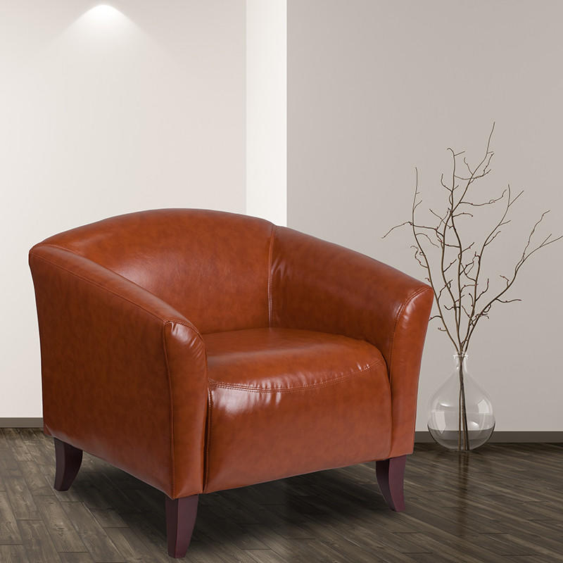 Accent Chair with Barrel Back and Tapered Wood Toned Legs