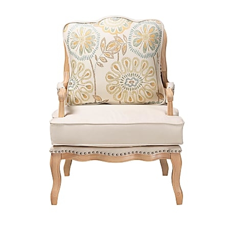 Accent Chair with Botanical Print and Silver Nailhead