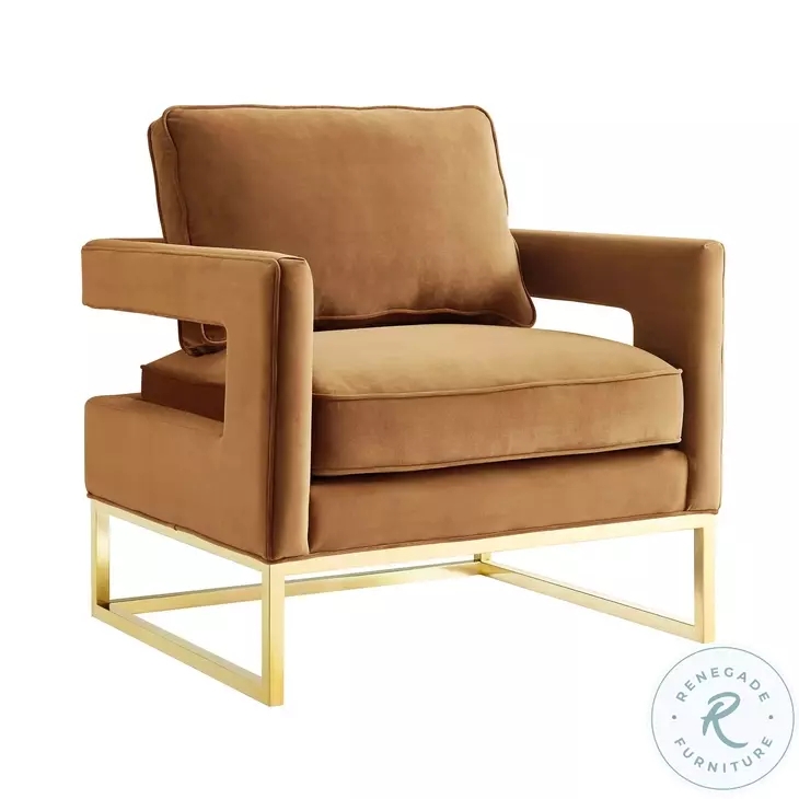 Accent Chair with Cutout Arms and Polished Gold Base