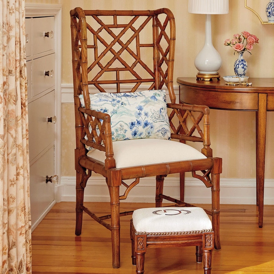 Accent Chair with High Wingback and Chippendale Bamboo Accent Chair