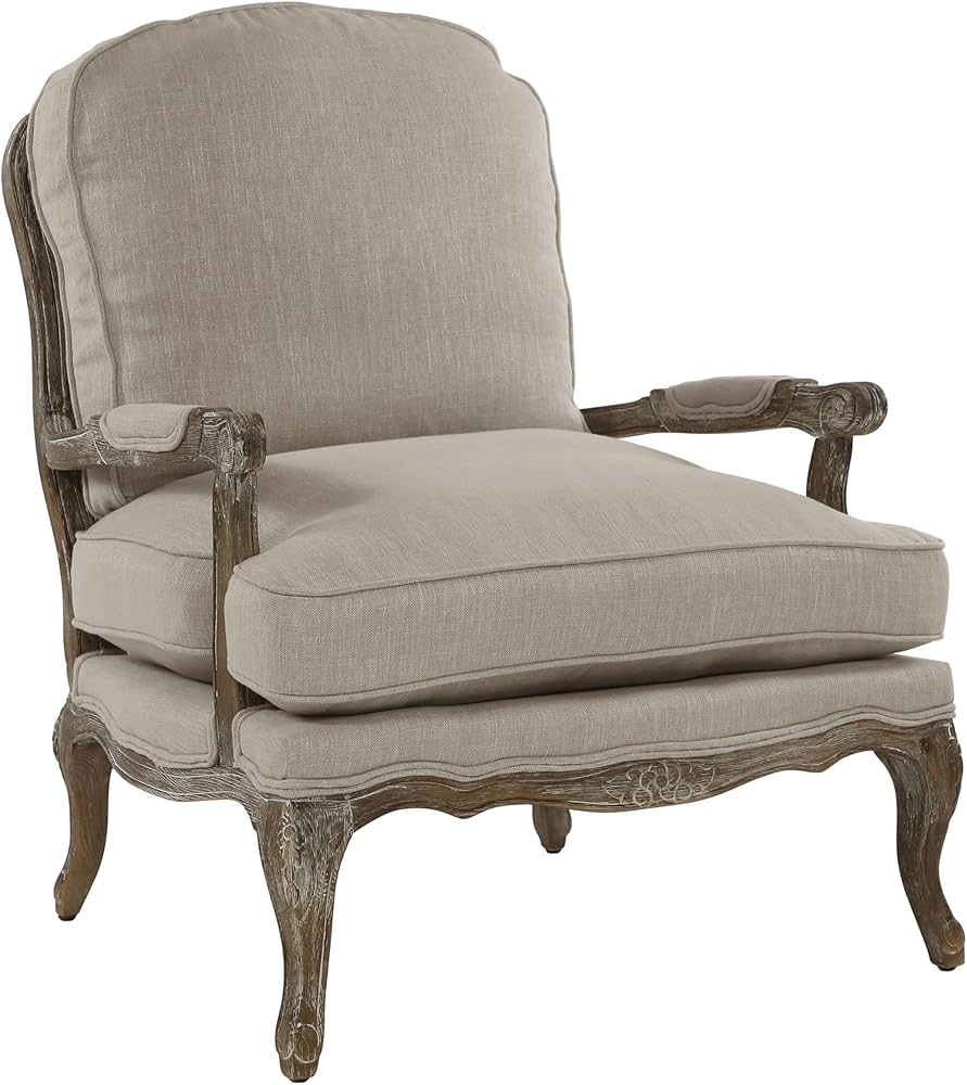 Accent Chair with Scalloped Back and Carved Cabriole Legs