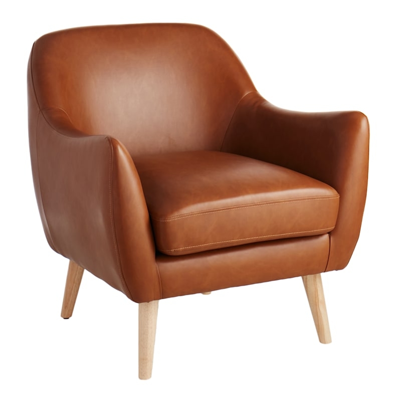Accent Chair with Splayed Wood Legs and Sloping Silhouette