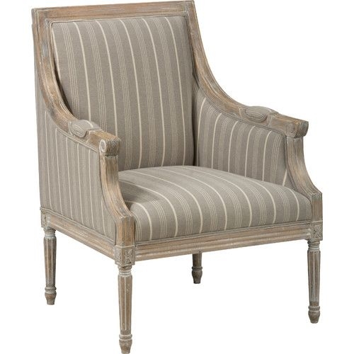 Accent Chair with Vertical Stripes and Distressed Wood