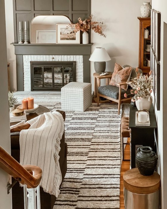 Accent Chair with Wood Frame and Charcoal Gray Upholstery
