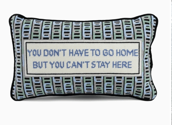 Accent Pillow with Typography Design and Sage Green Border