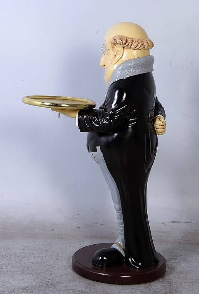 Accent Statue Formal Butler Tray Stand Glossy Black Outfit