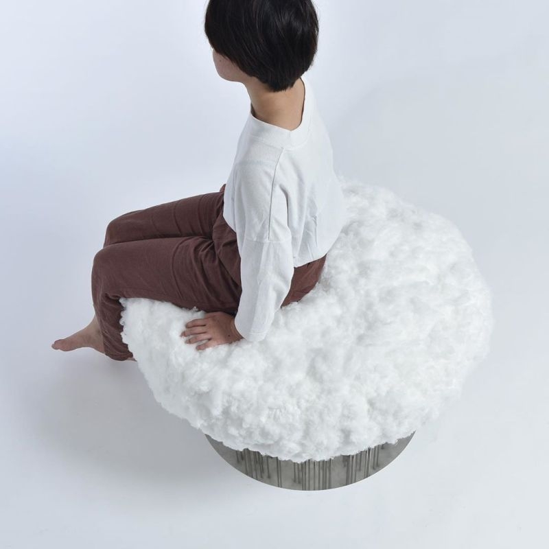 Accent Stool Wire Rod Base Cloud Shaped Fiberfill Stool