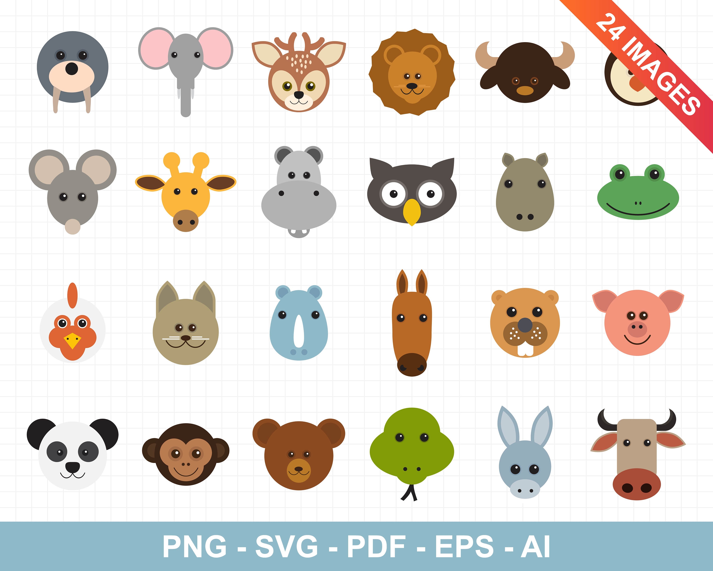 Animal Clipart with Geometric Shapes for Cute Animal Nursery Clipart