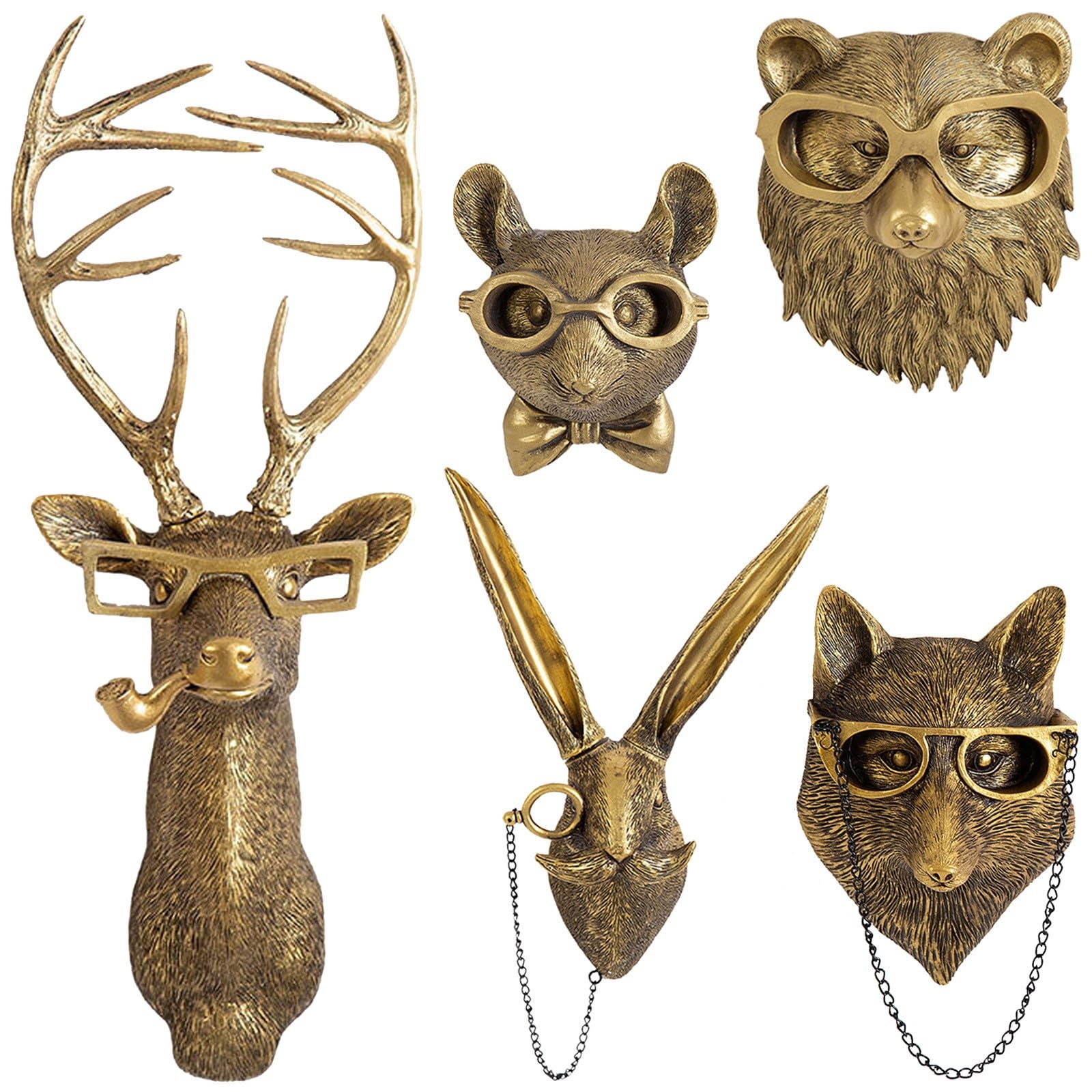 Animal Head Decor with Anthropomorphic Design for Quirky Office Wall Decor