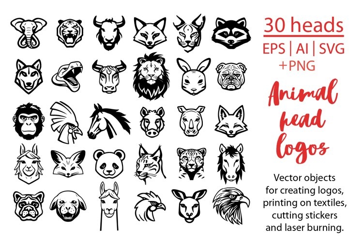 Animal Head Logos with Clean Contours for Minimalist Animal Head Logos