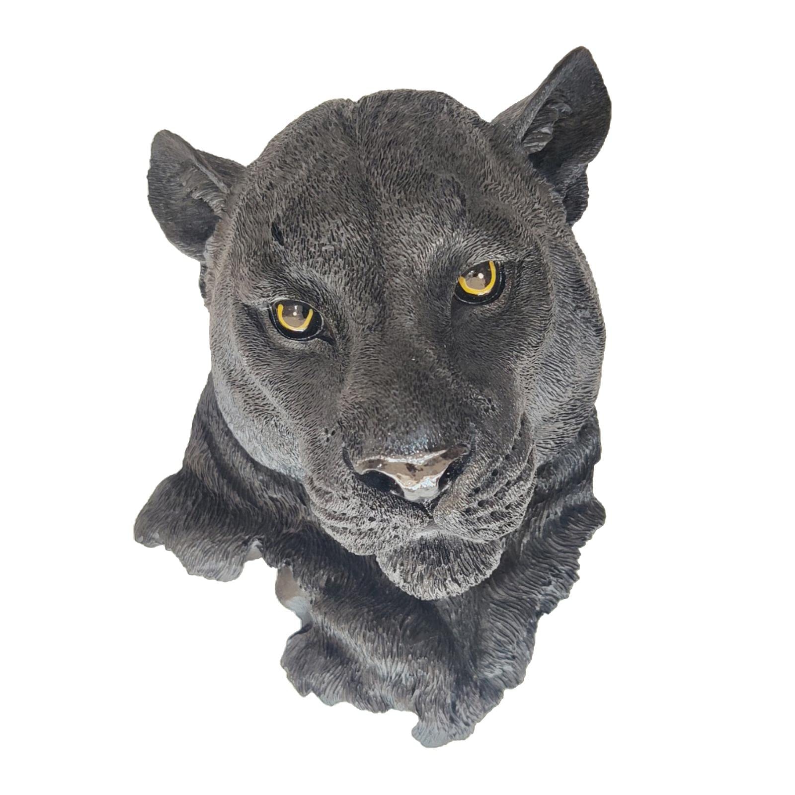 Animal Head Sculpture with Piercing Yellow Eyes for Black Panther Wall Art