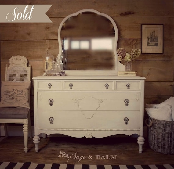Antique Dresser Scalloped Mirror Gustavian Painted Dresser