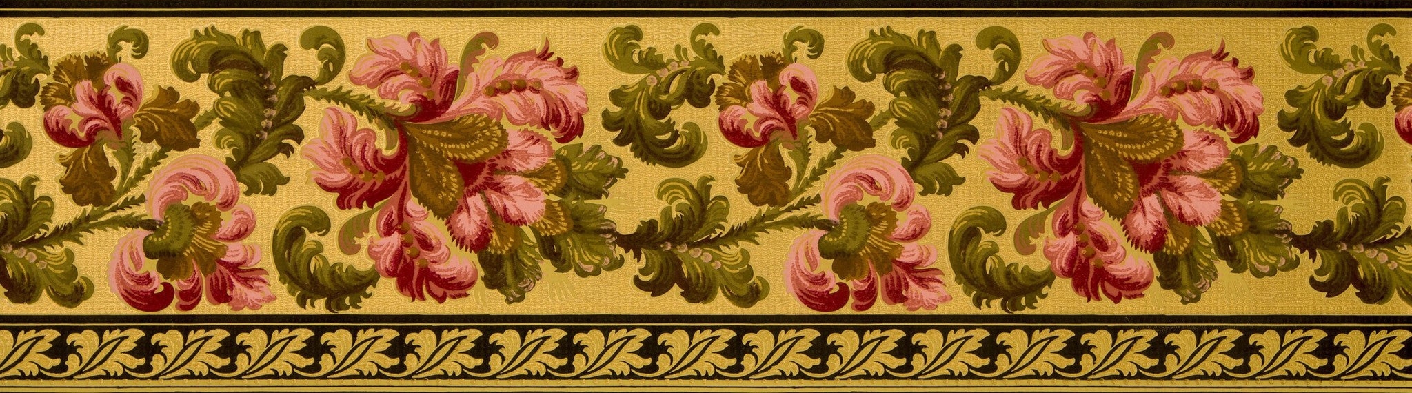 Antique Gilt Wallpaper Border for Victorian Foliate Wall Trim