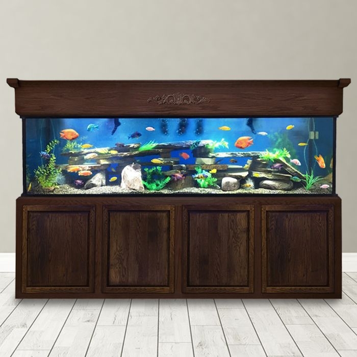 Aquarium Cabinet Set: Carved Canopy Molding Walnut Base