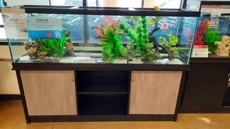 Aquarium Stand Combo: Two Tone Black And Oak Storage