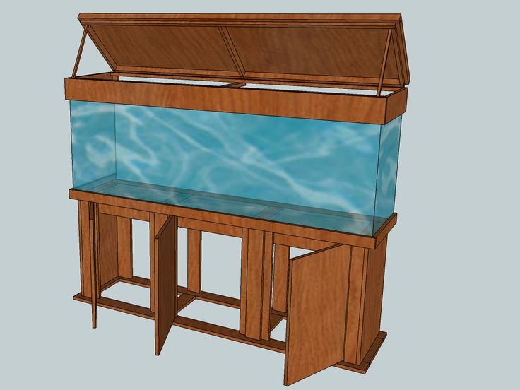 Aquarium Stand: Honey Wood Hinged Canopy Custom Base