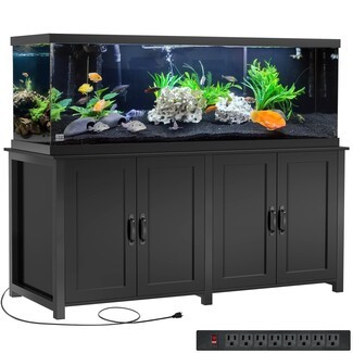 Aquarium Stand: Matte Black Integrated Power Strip