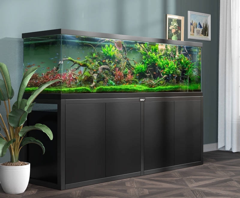 Aquarium Stand: Minimalist Matte Black Large Tank Base