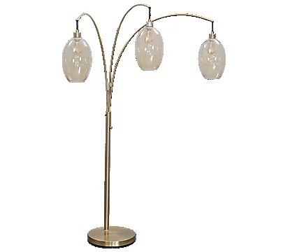 Arc Lamp Triple Arch with Amber Glass Oval Shades