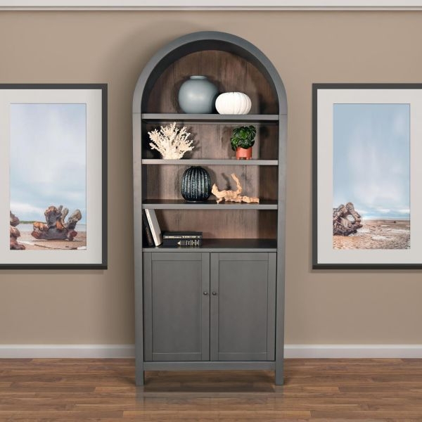Arch Display Cabinet Urban Bronze Finish and Bookshelf
