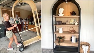 Arched Bookshelf with Contrasting Interior Matte Black