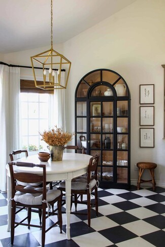 Arched Cabinet Matte Black Exterior China Hutch Styling