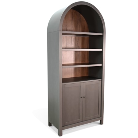 Arched Cabinet with Shaker Style Doors Grey Bookcase