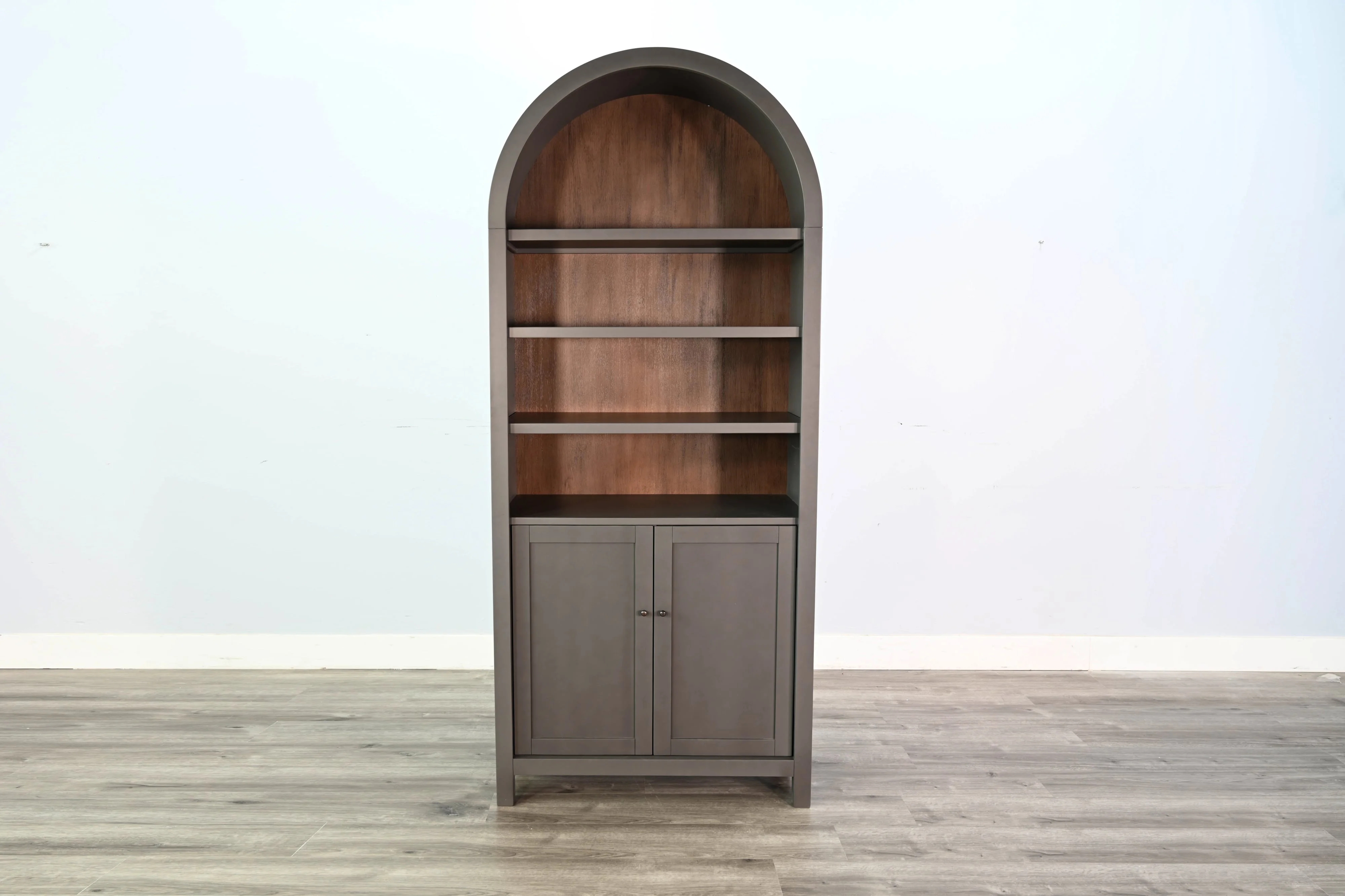 Arched Display Cabinet: Charcoal Integrated Storage