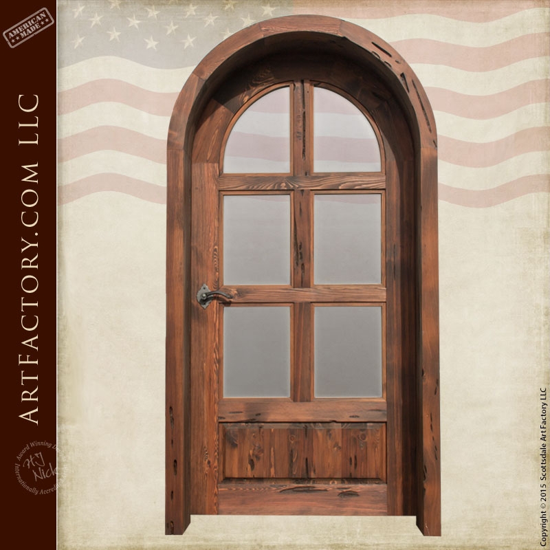 Arched Door: Divided Light Distressed Wood Solid Entry