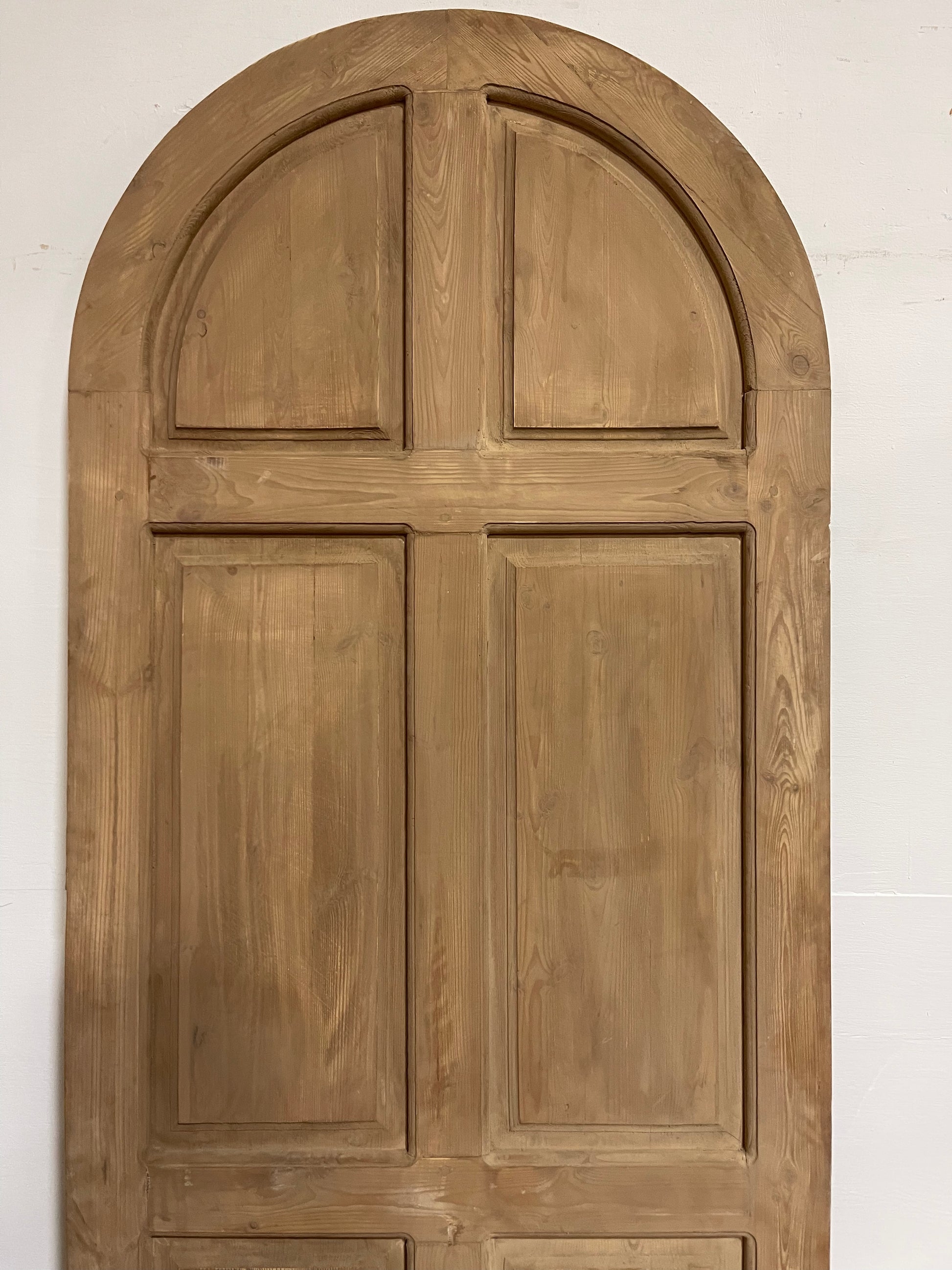 Arched Door: Four Panel Design Stripped Wood French