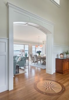 Arched Doorway: Compass Rose Inlay Coastal Arched Doorway Design