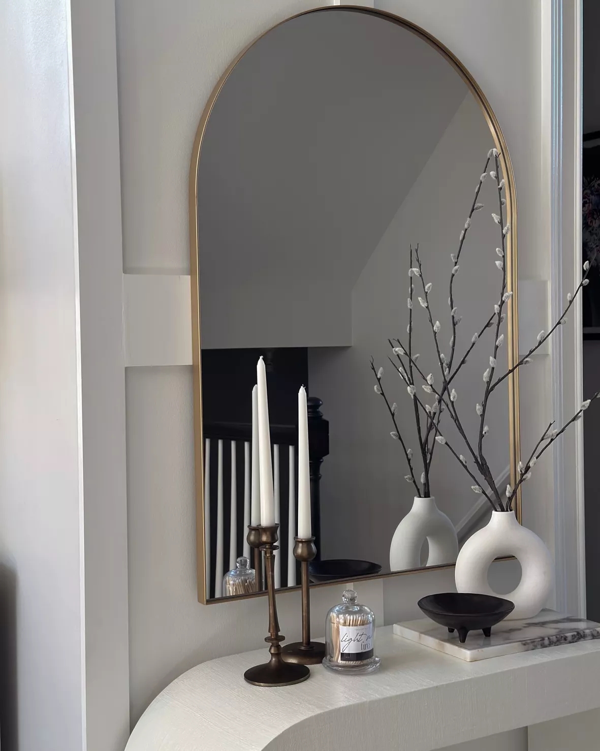 Arched Mirror: Champagne Gold Brushed Frame Arched Silhouette