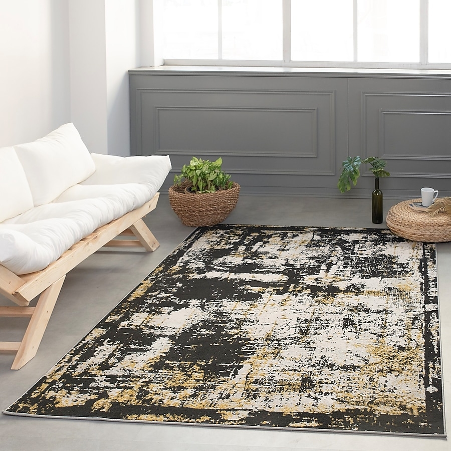 Area Rug Abstract Distressed Design Painterly Pattern