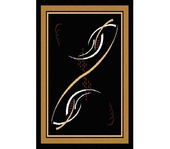 Area Rug Abstract Swirl Pattern Black and Tan Swirl Rug