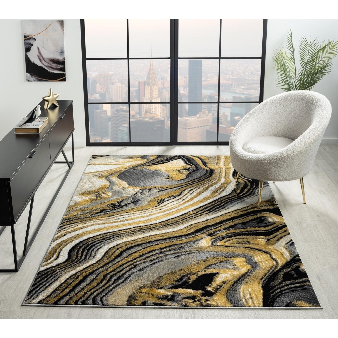Area Rug Agate Inspired Design Organic Marbling