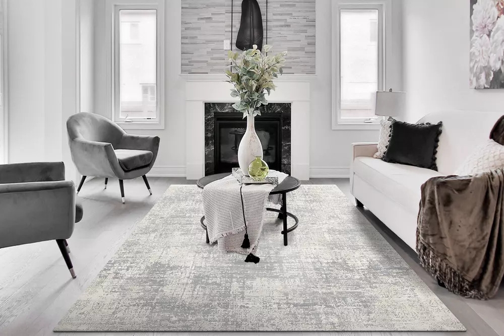 Area Rug: Beige Palette Distressed Abstract Design