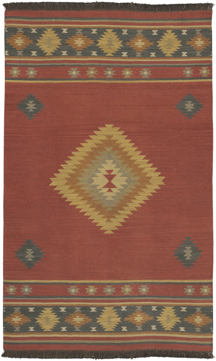 Area Rug Brick Red Southwestern Rug Stepped Diamond
