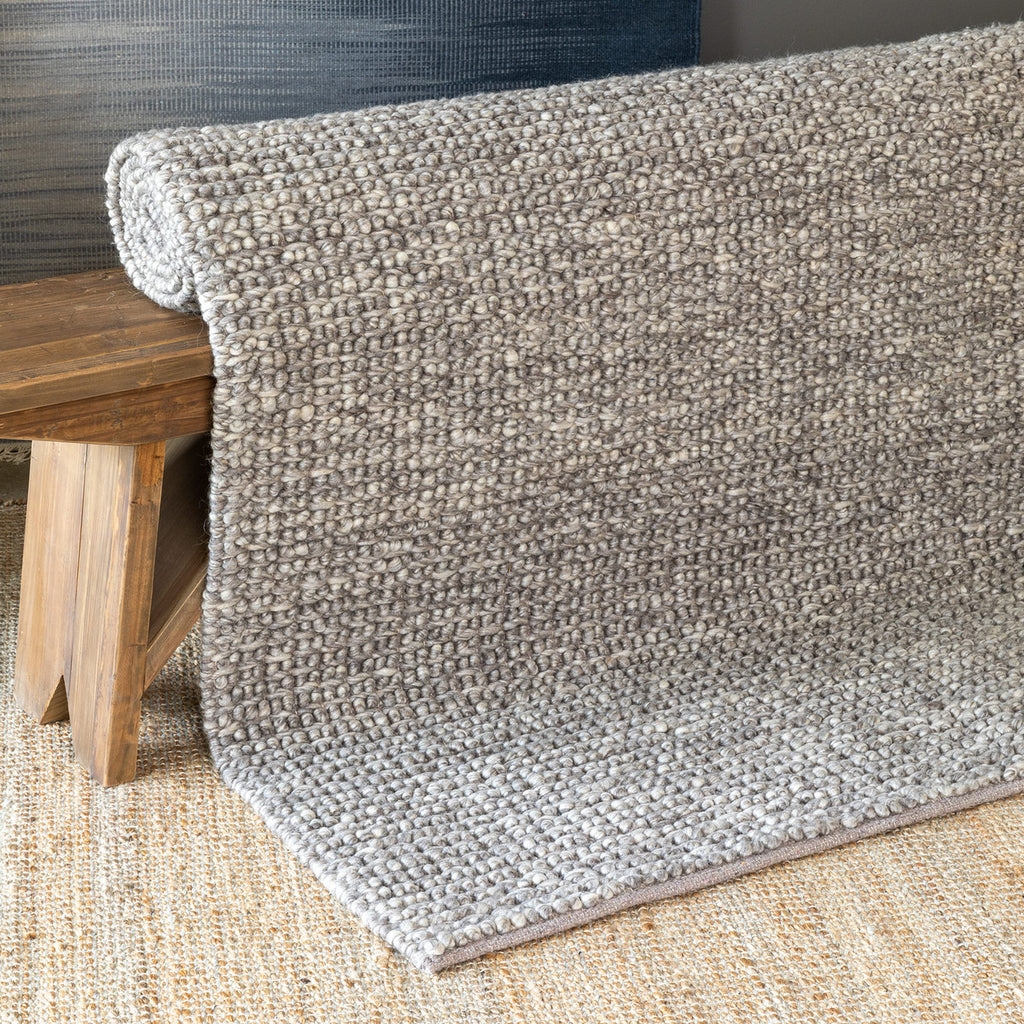 Area Rug Chunky Looped Rug Gray Heathered Tactile Weave