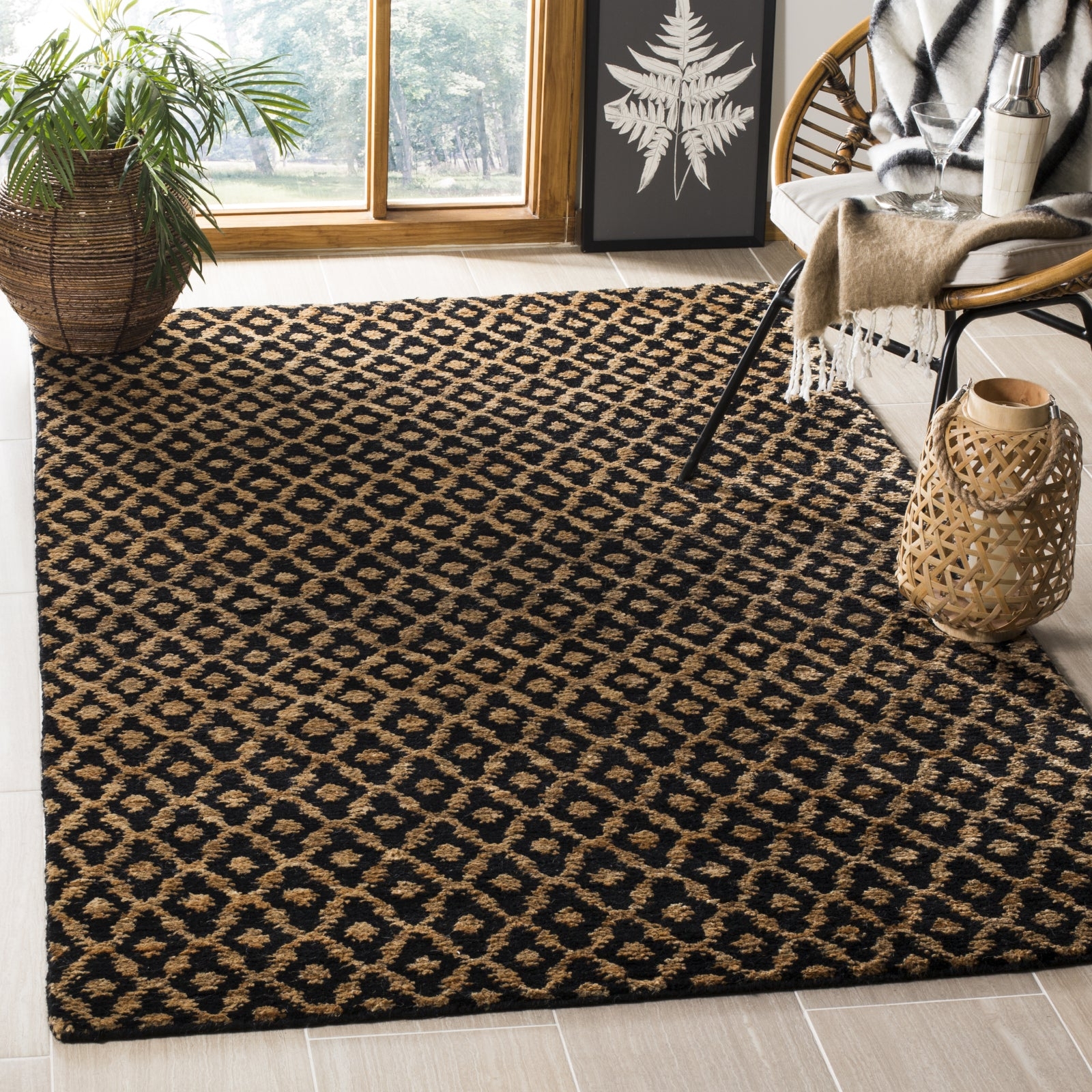 Area Rug Diamond Ikat Pattern Bohemian Textured