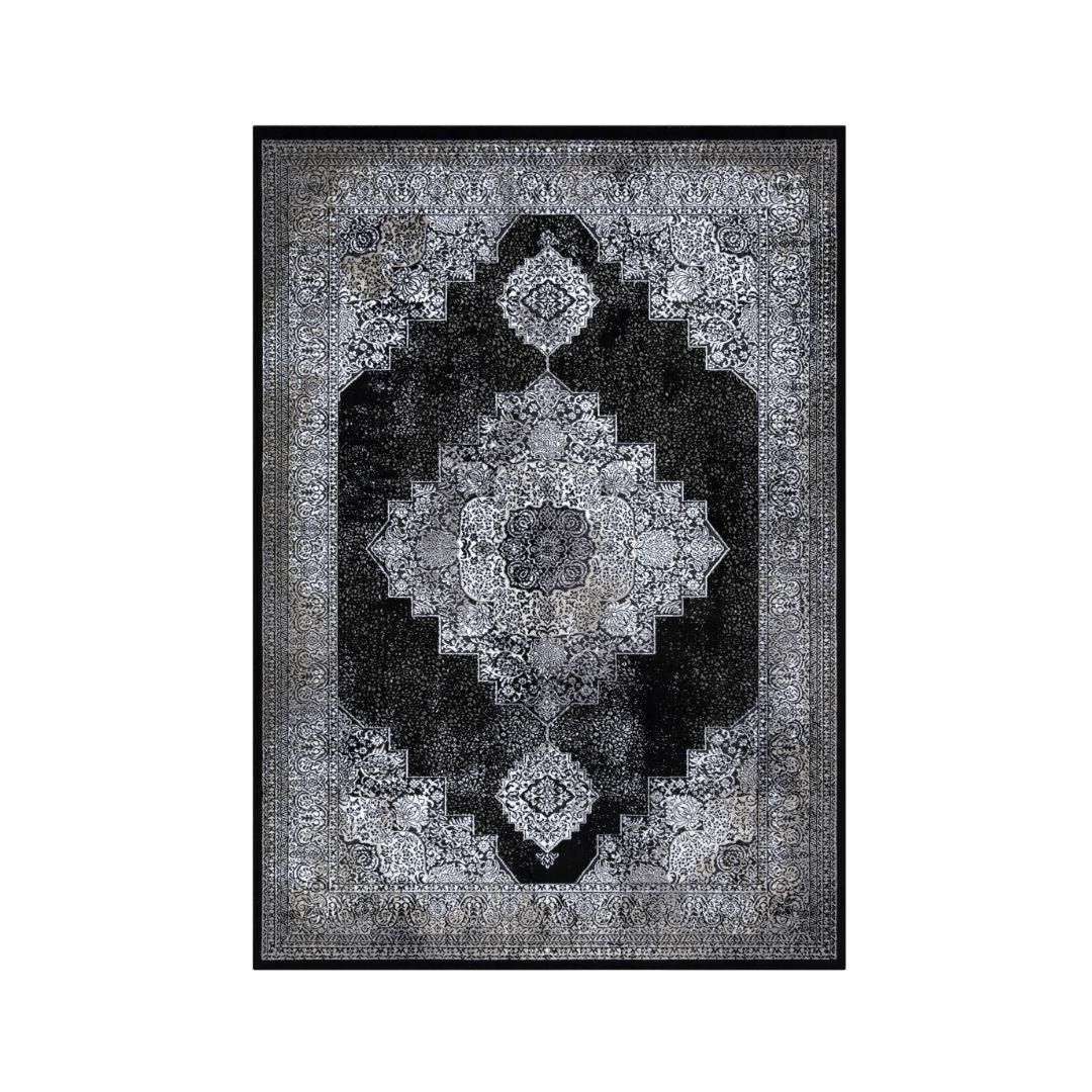 Area Rug: Distressed Finish Medallion for Transitional Floor Decor