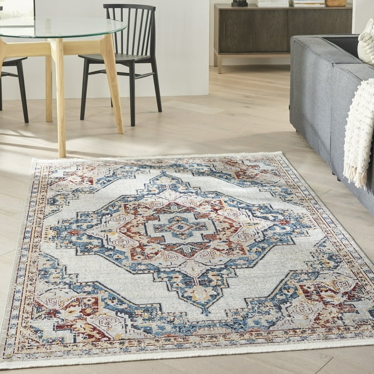 Area Rug Distressed Medallion Area Rug Fringed Ends