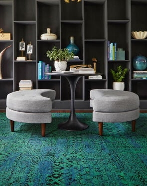 Area Rug Emerald Medallion Pattern Distressed Teal