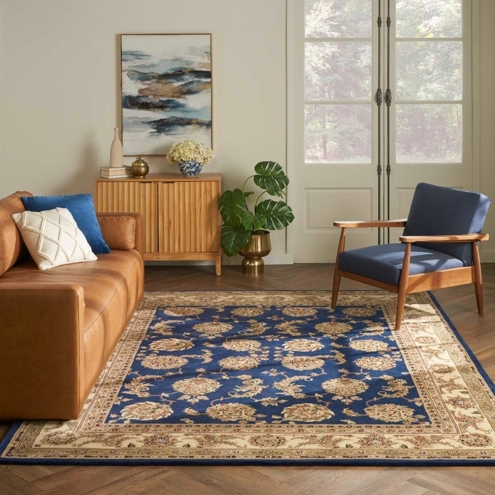 Area Rug featuring Floral Oriental Pattern and Border