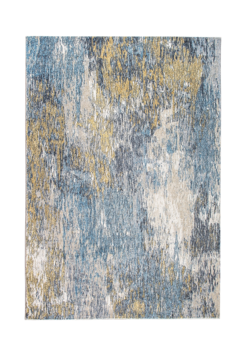 Area Rug featuring Painterly Abstract Design and Ochre