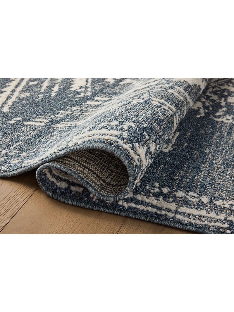 Area Rug Folded Corner Distressed Denim and Cream Rug