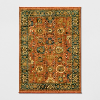 Area Rug Fringe Border Transitional Persian Style Rug