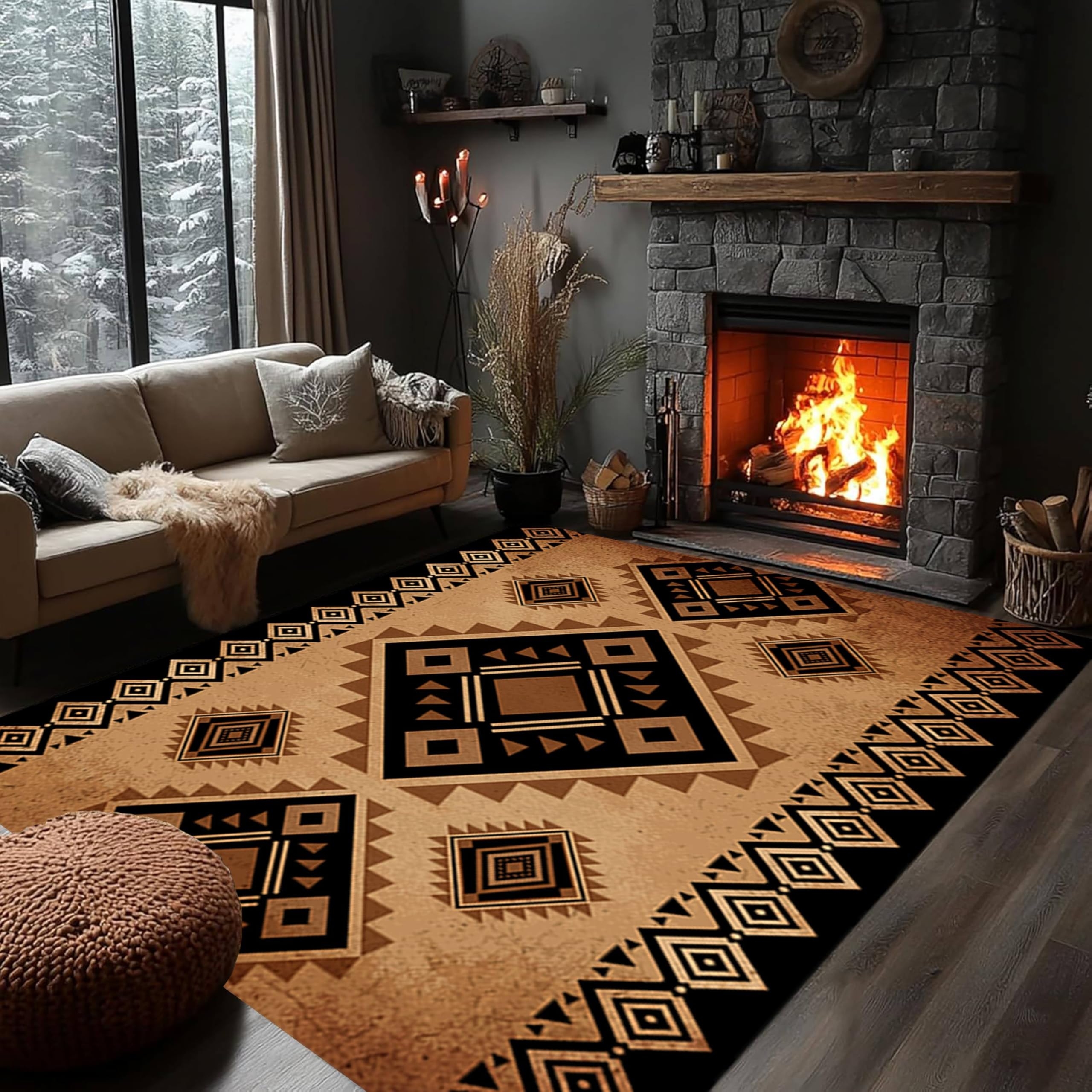 Area Rug Geometric Tribal Motifs Southwestern Tribal Area Rug