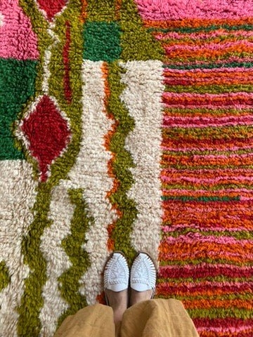 Area Rug High Pile Vibrant Berber Shag Color Blocking Rug